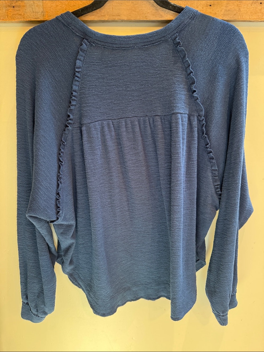 Pilcro Navy Ruffle Raglan Long-Sleeve Tee - Picture 3 of 3